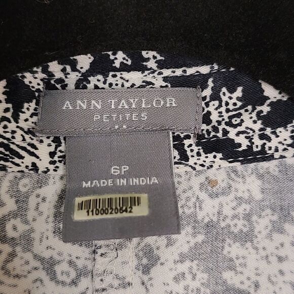 Ann Taylor Petites Cotton 3/4 Length Sleeve Shirt Dress Black White Size 6P - Picture 3 of 10